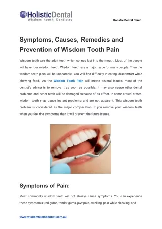 Symptoms, Causes, Remedies and Prevention of Wisdom Tooth Pain