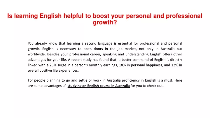 is learning english helpful to boost your personal and professional growth