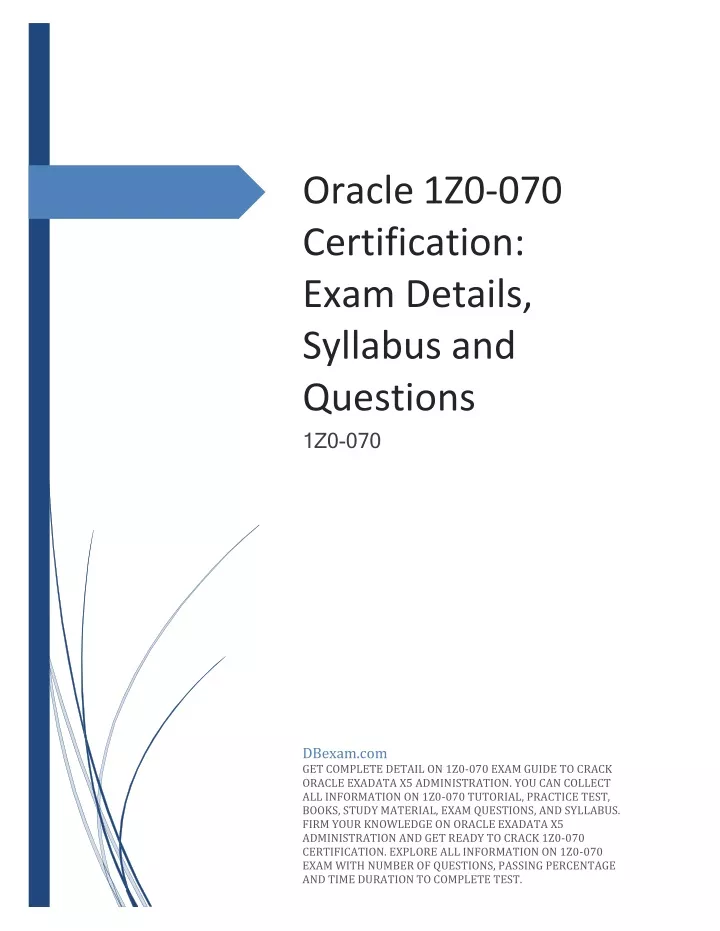 oracle 1z0 070 certification exam details