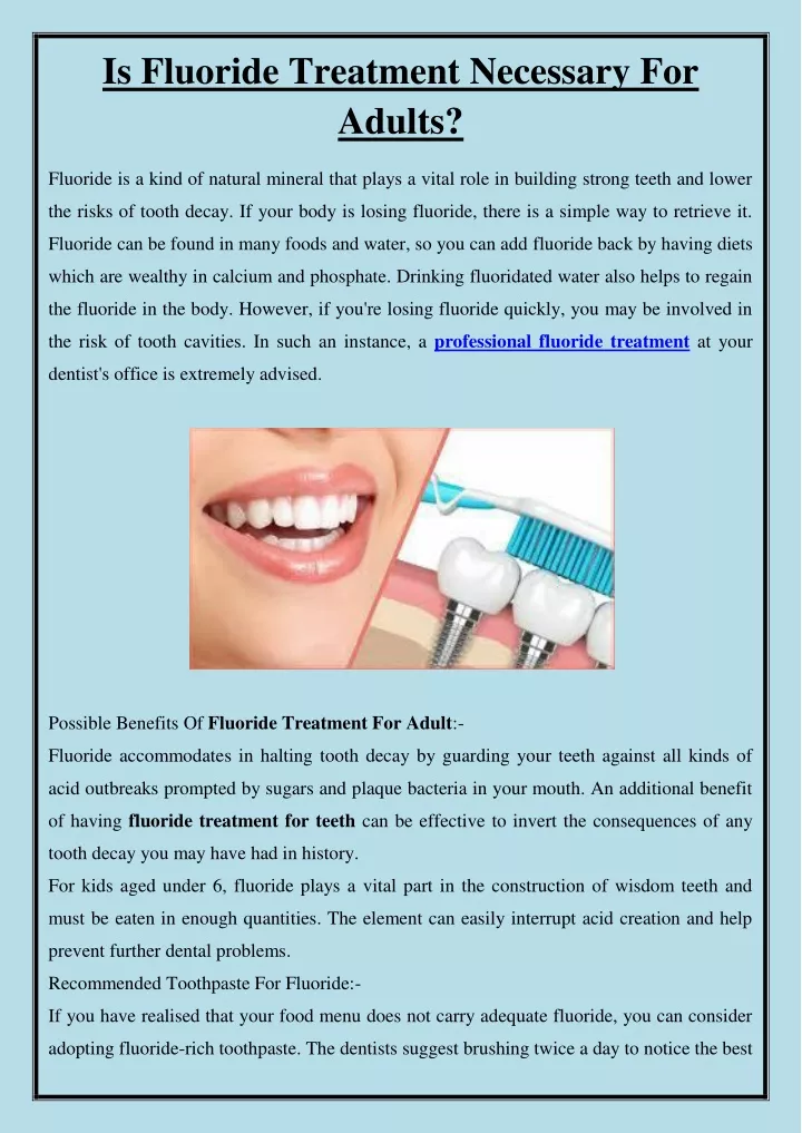 is fluoride treatment necessary for adults