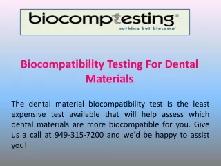 biocompatibility testing for dental materials