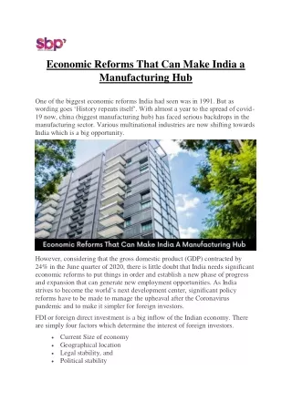 economic reforms that can make india