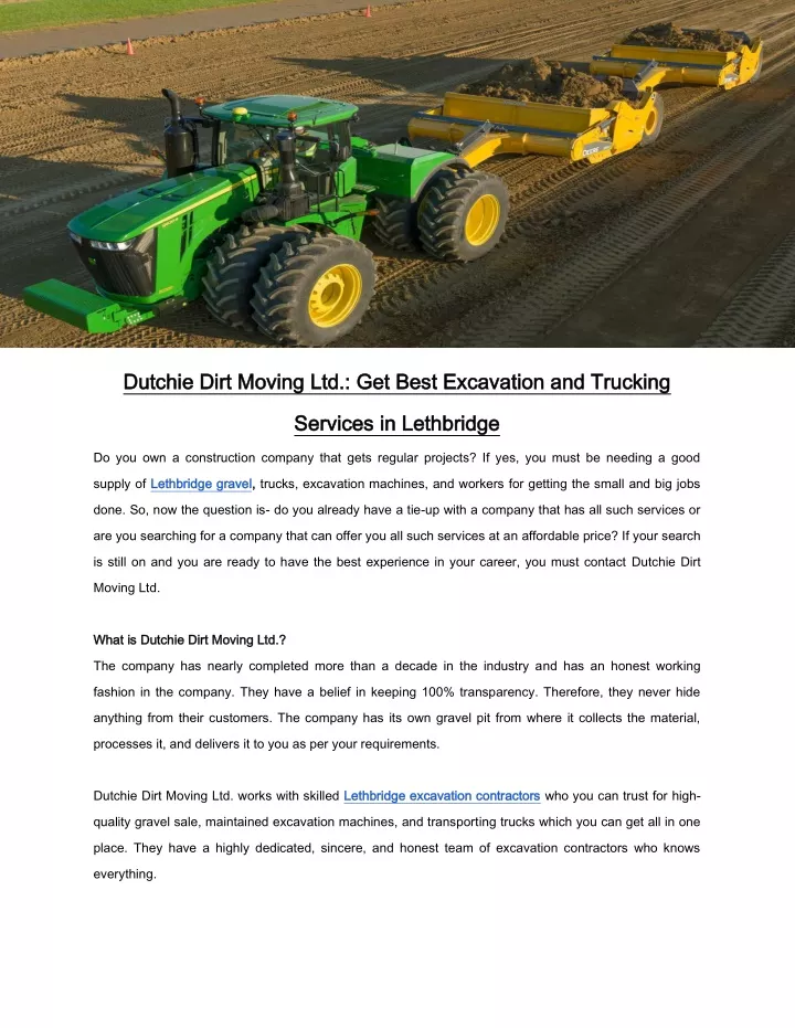 dutchie dirt moving ltd get best excavation