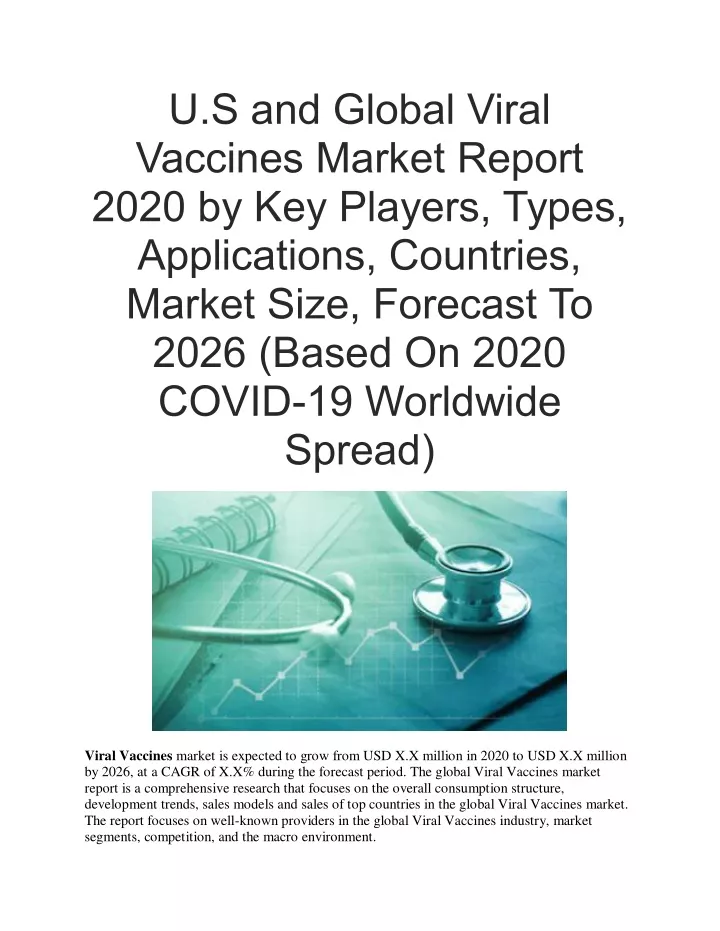 u s and global viral vaccines market report 2020