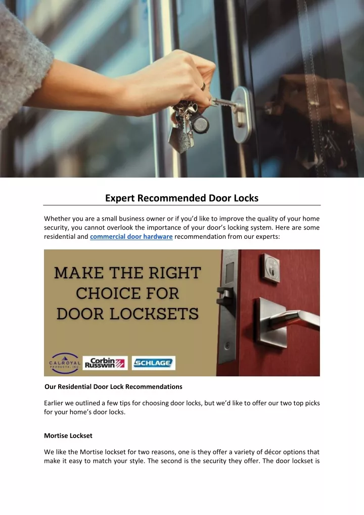 expert recommended door locks whether