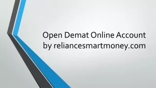 Open Demat Account Online - reliancesmartmoney.com