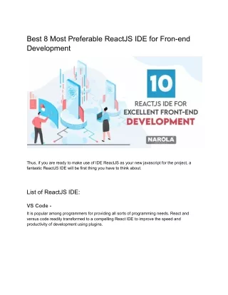 best 8 most preferable reactjs ide for fron