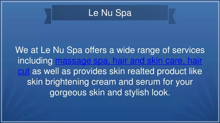 le nu spa