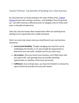 clayton perlman top benefits of building your