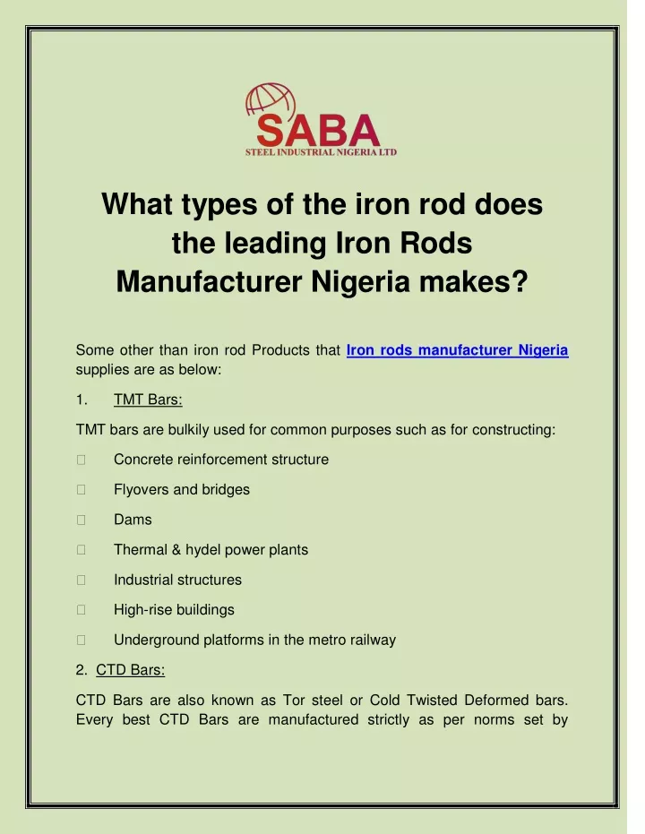 what types of the iron rod does the leading iron