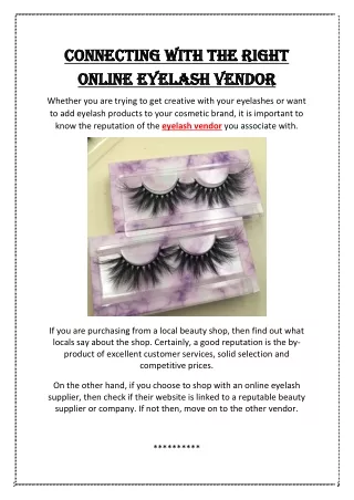 Connecting with the right online Eyelash vendor