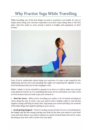 why practise yoga while travelling