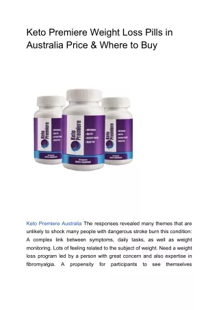 Keto Premiere Weight Loss Pills in Australia Price & Where to Buy