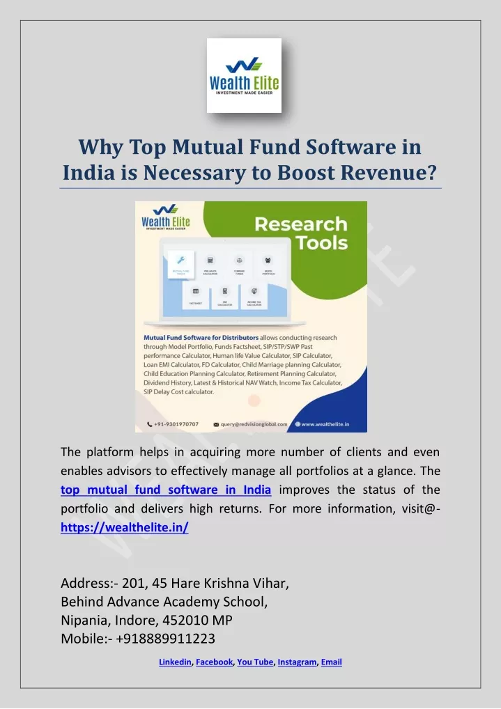 why top mutual fund software in india