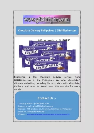 Chocolate Delivery Philippines | Gift4filipino.com