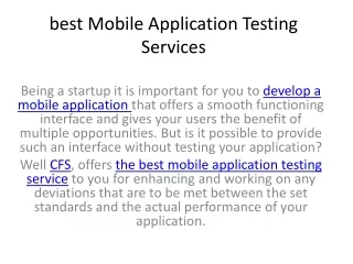 best Mobile Application Testing Services