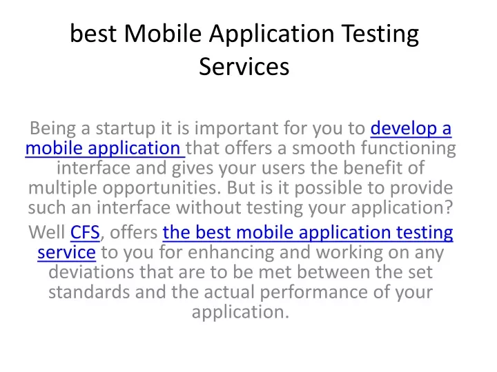 best mobile application testing services