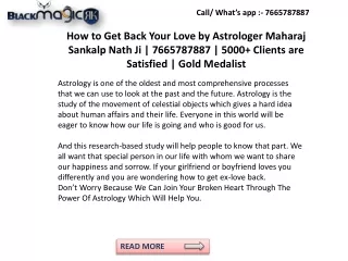 How to Get Back Your Love by Astrologer Maharaj Sankalp Nath Ji | 7665787887 | 5000  Clients are Satisfied | Gold Medali
