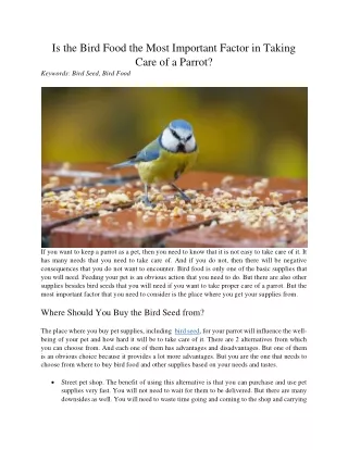 is the bird food the most important factor