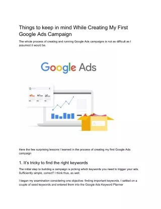 things to keep in mind while creating my first