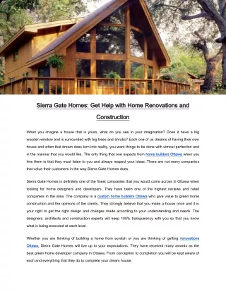 Sierra Gate Homes: Get Help with Home Renovations and Construction