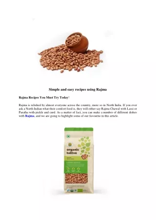 simple and easy recipes using rajma