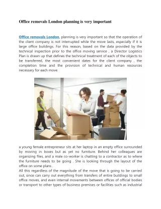 office removals london planning is very important