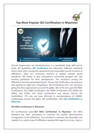Top Most Popular ISO Certification in Myanmar