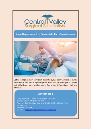 knee replacement in bakersfield ca cenvalss com