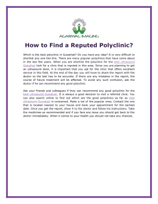 How to Find a Reputed Polyclinic?