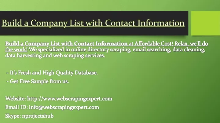 build a company list with contact information