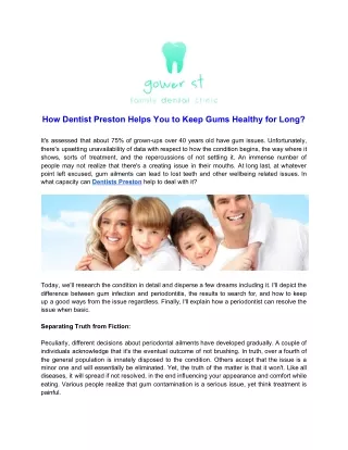 How Dentist Preston Helps You to Keep Gums Healthy for Long?