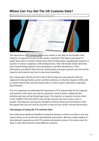 where can you get the us customs data