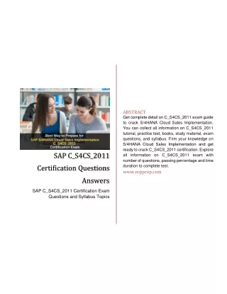 SAP C_S4CS_2011 Certification Questions Answers and Exam Guide [PDF]