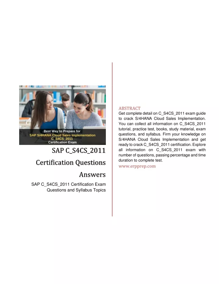 abstract get complete detail on c s4cs 2011 exam