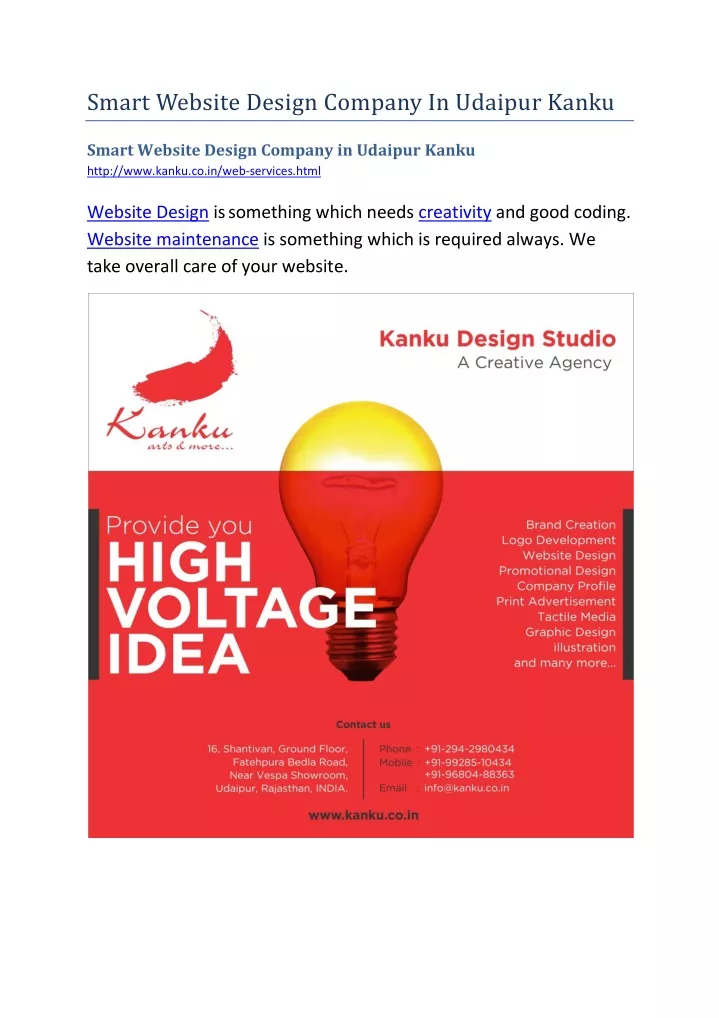 smart website design company in udaipur kanku