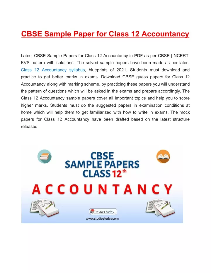 cbse sample paper for class 12 accountancy latest