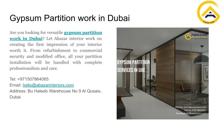 gypsum partition work in dubai