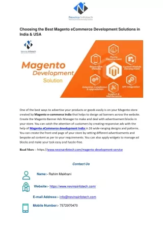 choosing the best magento ecommerce development