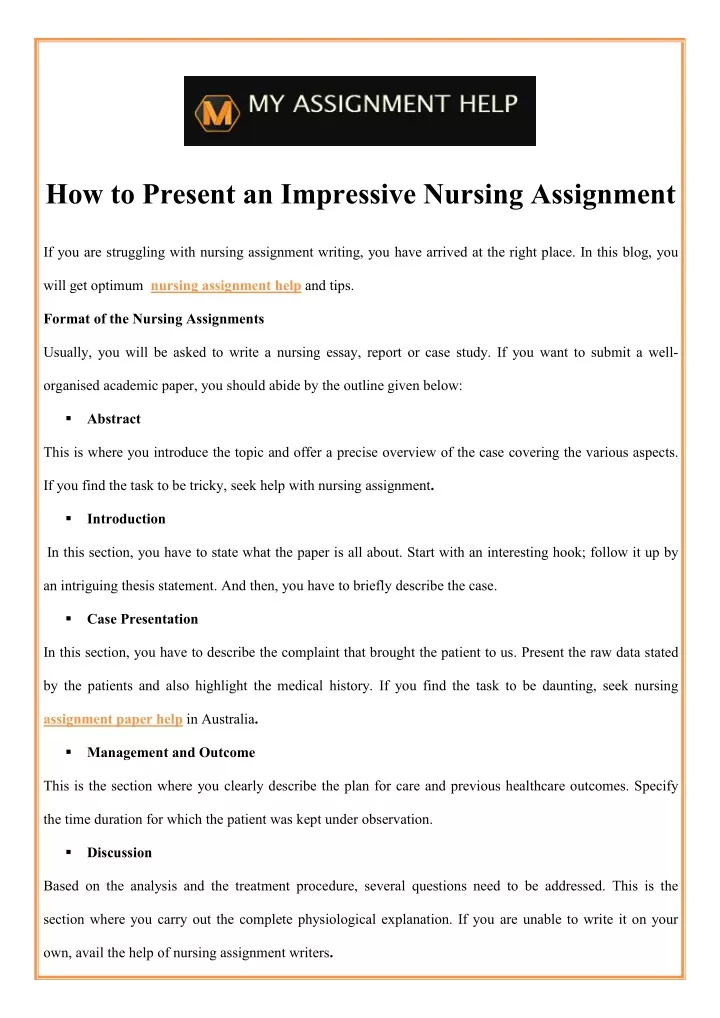 how to present an impressive nursing assignment