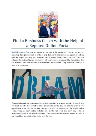 Find a Business Coach with the Help of a Reputed Online Portal