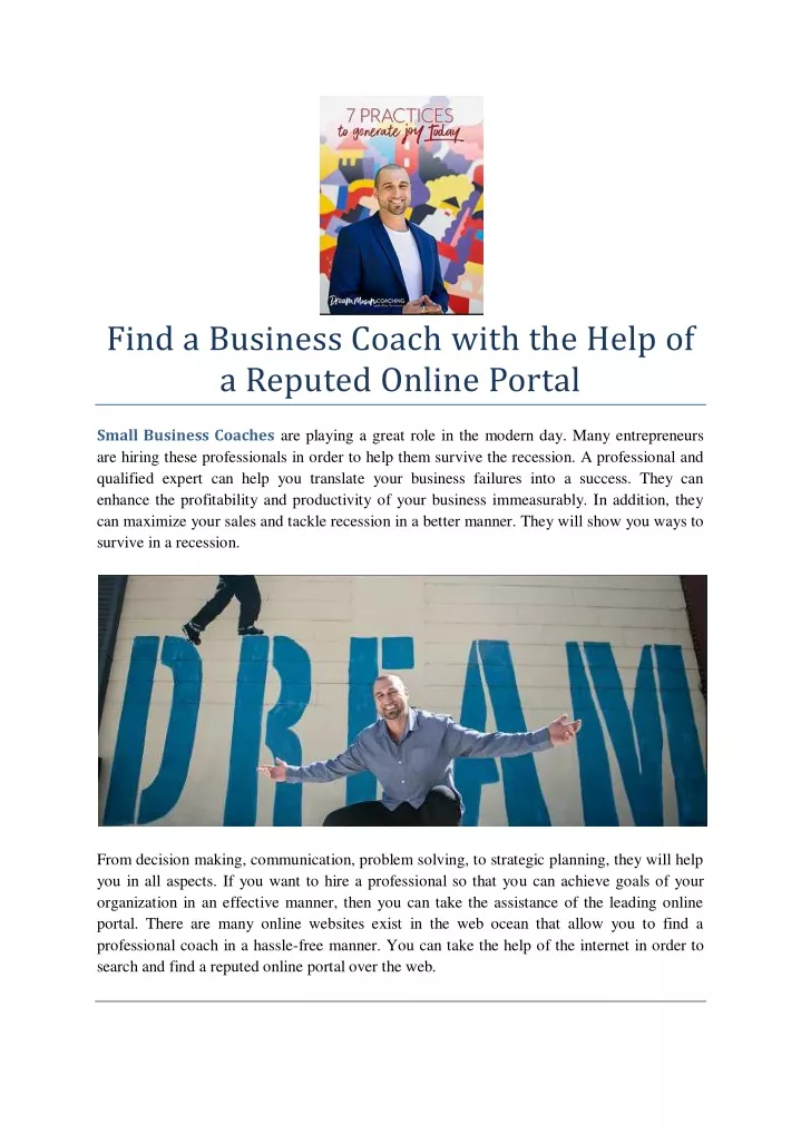 find a business coach with the help of a reputed