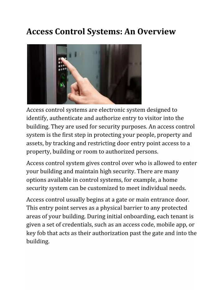 access control systems an overview