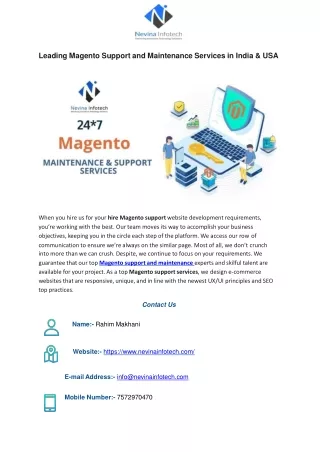 leading magento support and maintenance services