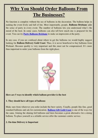 why you should order balloons from the businesses
