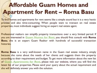 Affordable Guam Homes and Apartment for Rent – Roma Basu