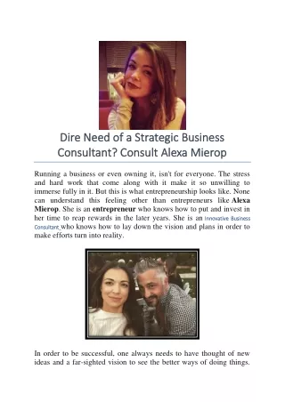 Dire Need of a Strategic Business Consultant? Consult Alexa Mierop