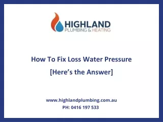 How To Fix Loss Water Pressure?