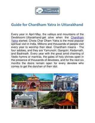 Char Dham Yatra Tour Packages 2021