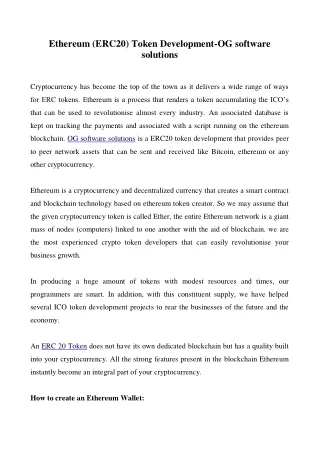 ethereum erc20 token development og software